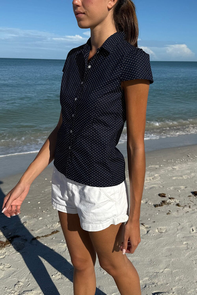 Rue Polka Dots Top | Navy With White Polka Dots / XS/S