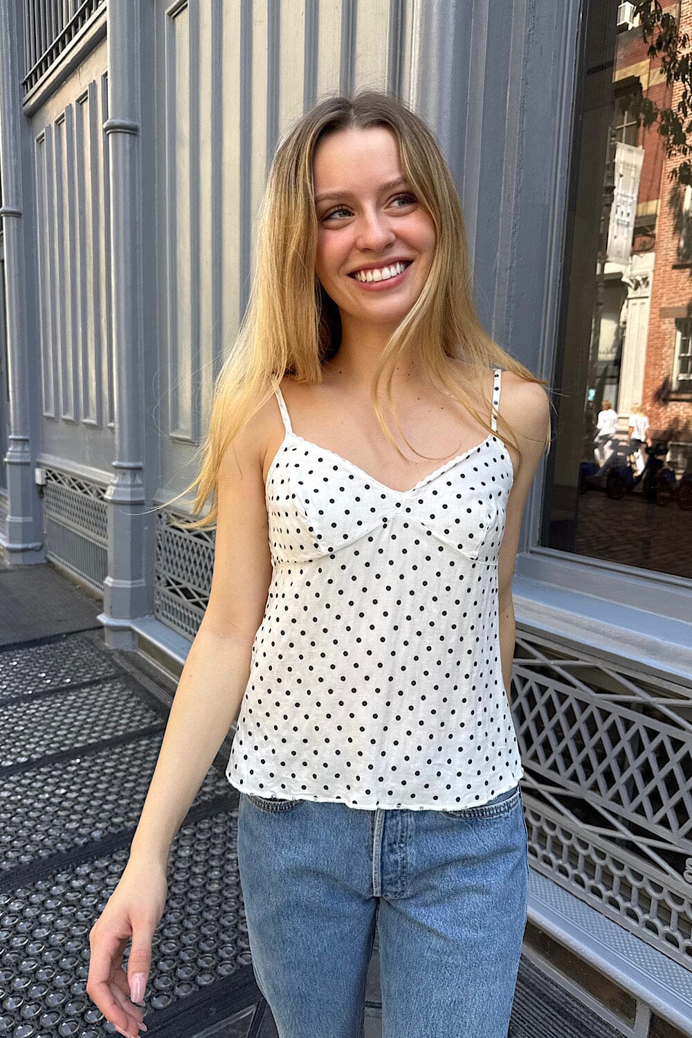 White with Navy Large Polka Dots / XS/S
