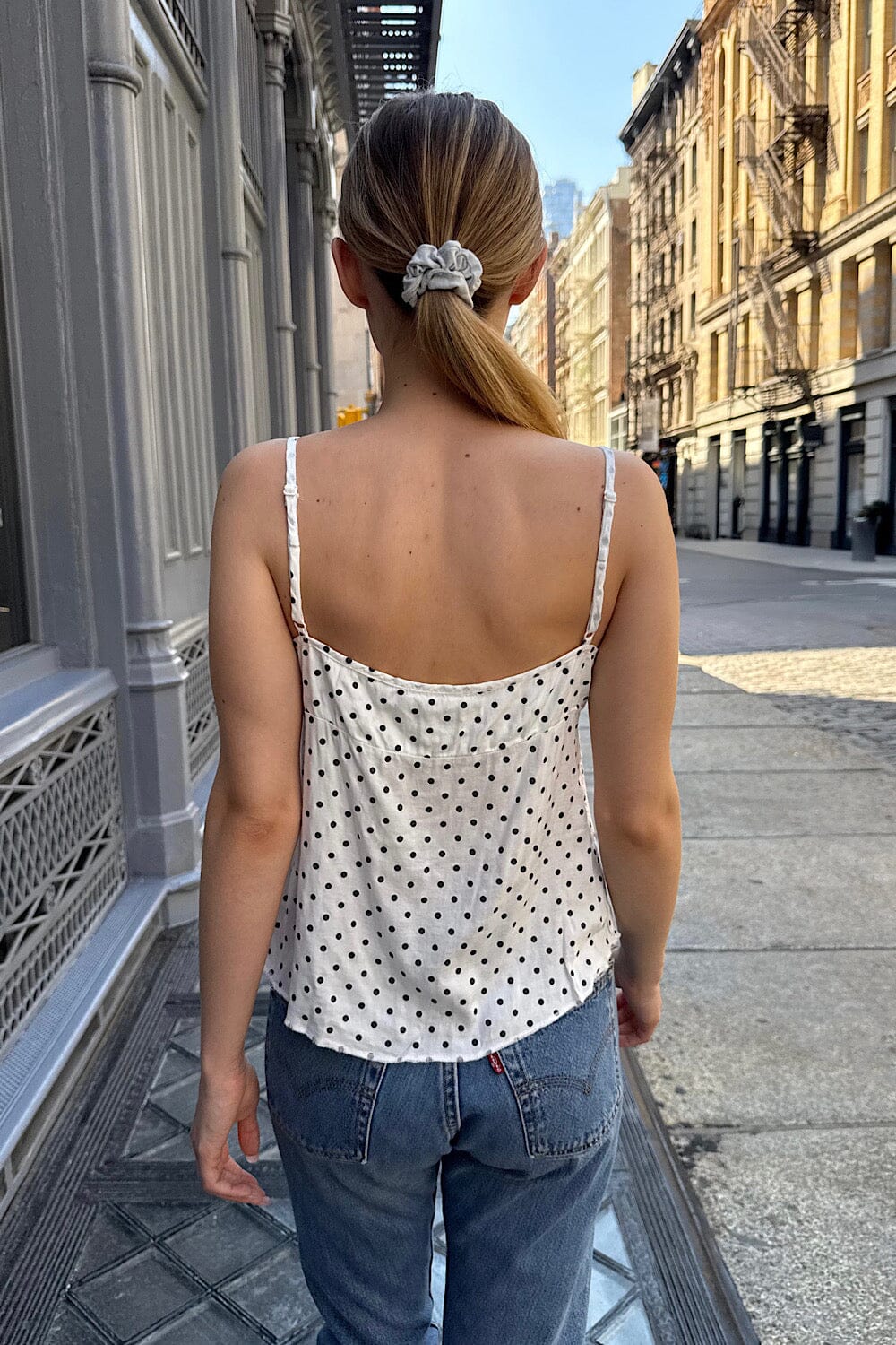 White with Navy Large Polka Dots / XS/S
