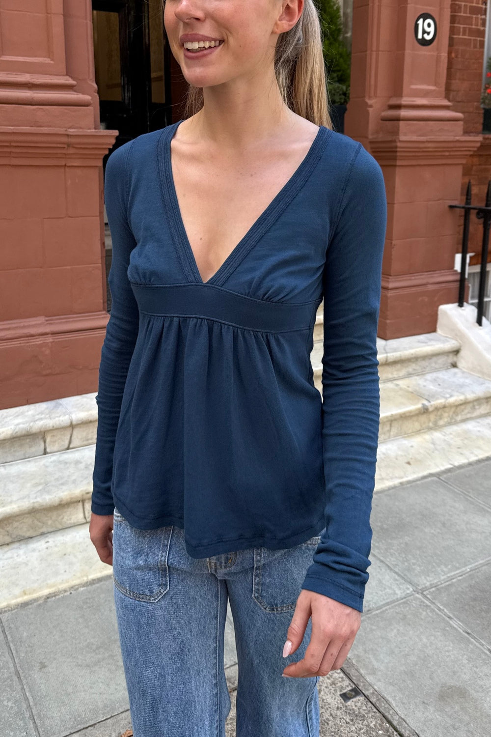 Imogen Top | Faded Light Navy Blue / XS/S