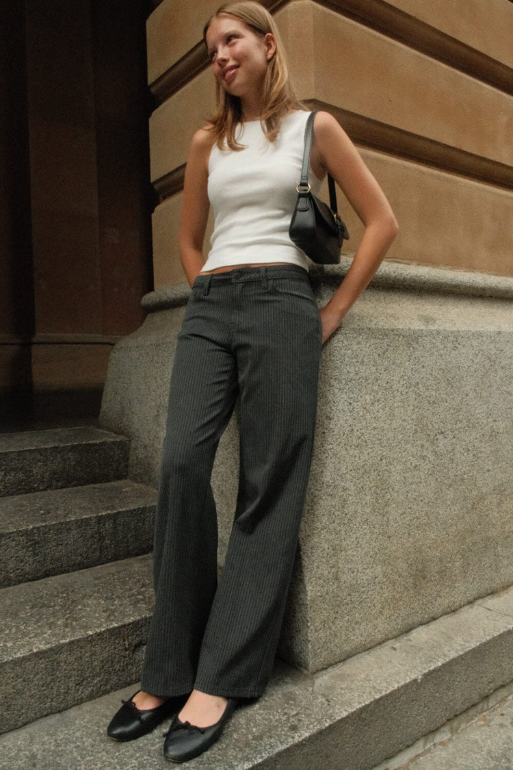 Jenna Striped Pants | Charcoal / S