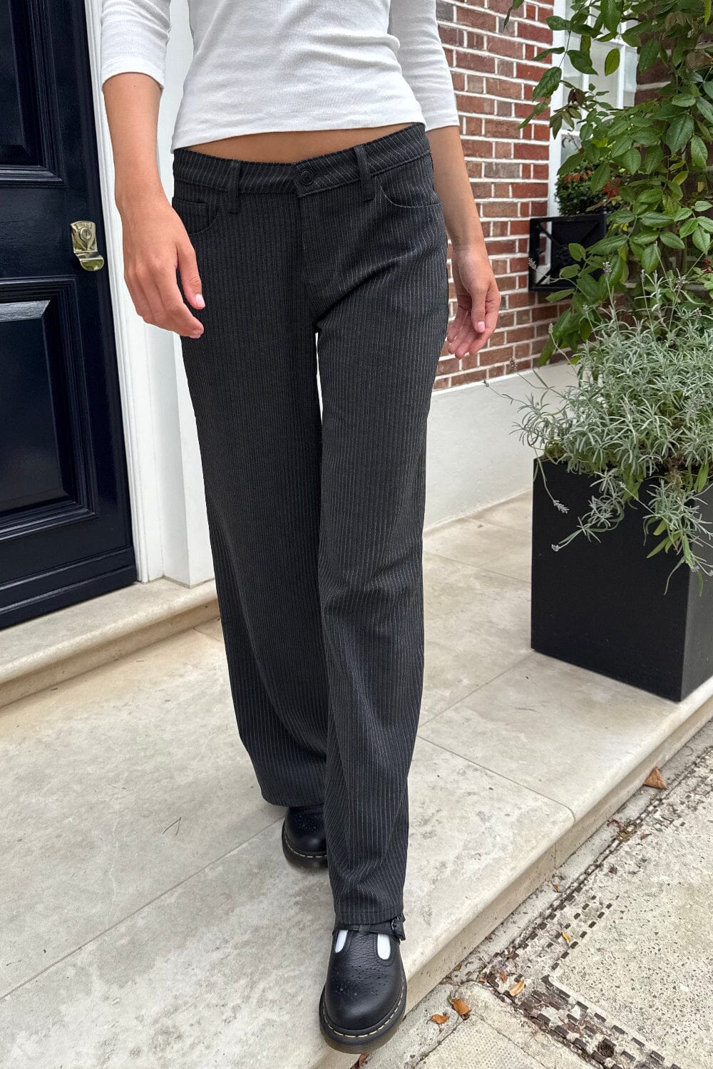 Jenna Striped Pants | Charcoal / S