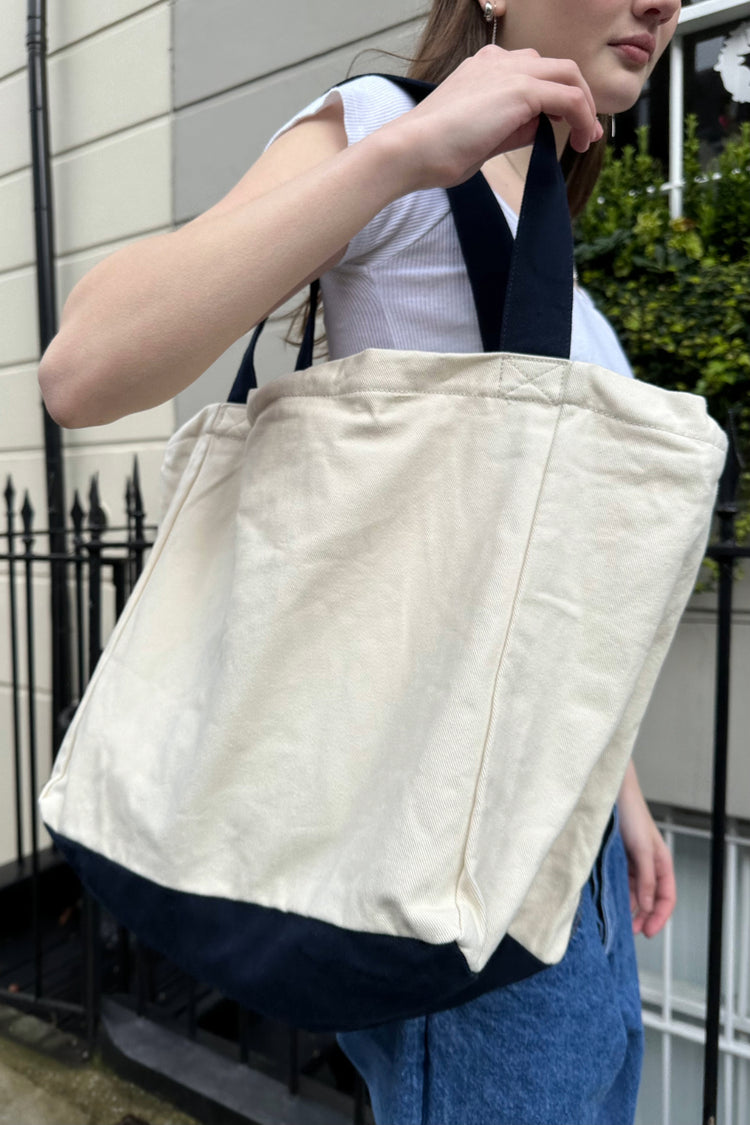 Large Tote Bag | Reversed Navy And Ivory