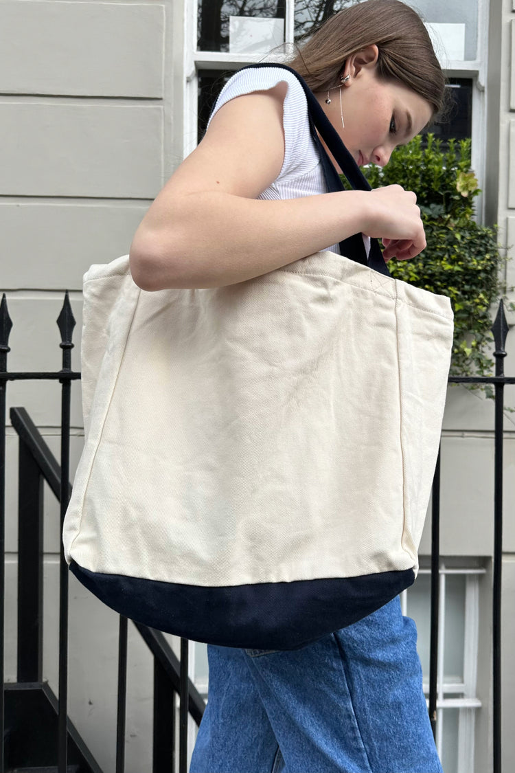 Large Tote Bag | Reversed Navy And Ivory