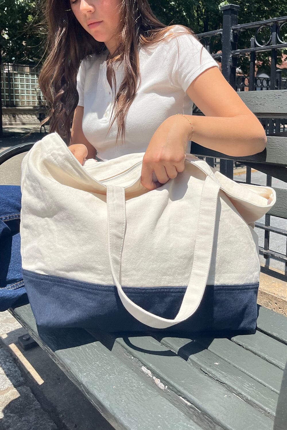 Colorblock best sale tote bag