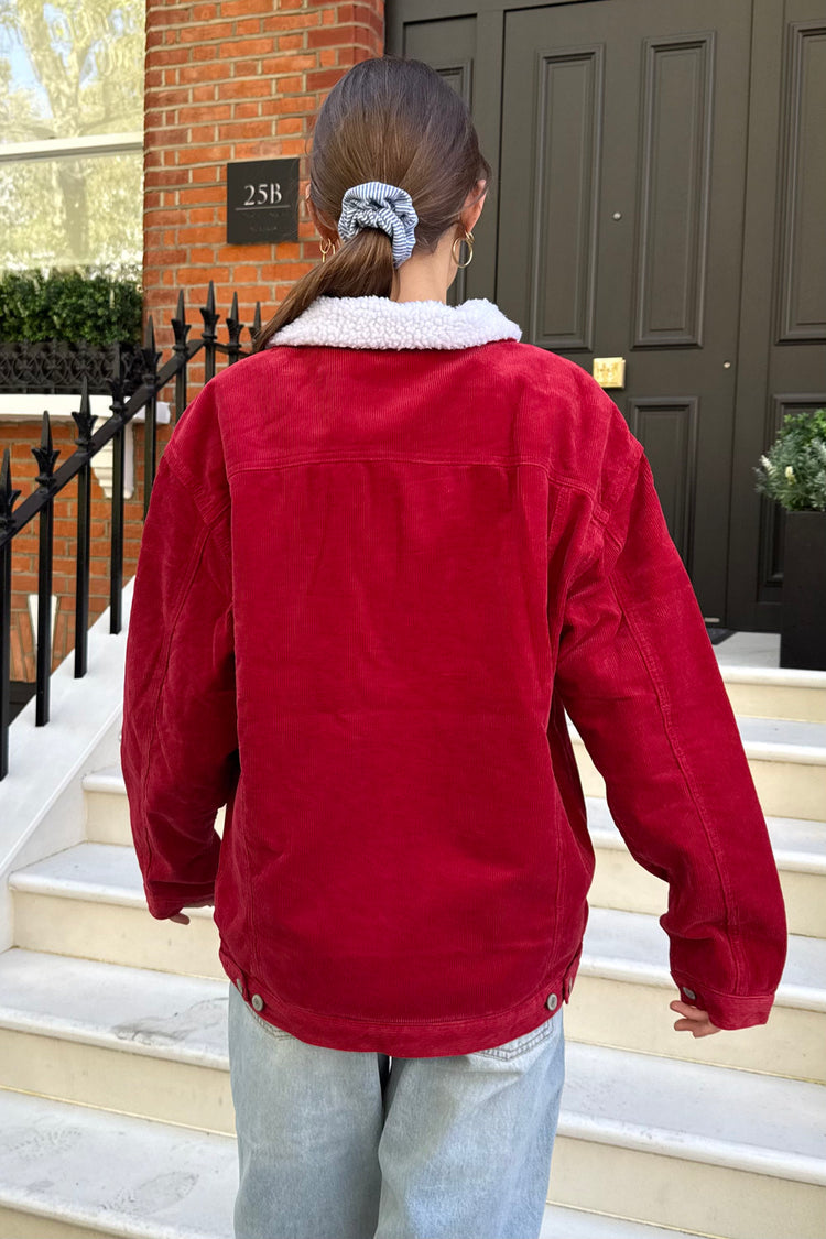 Lillian Fur Corduroy Jacket | Red / Oversized Fit