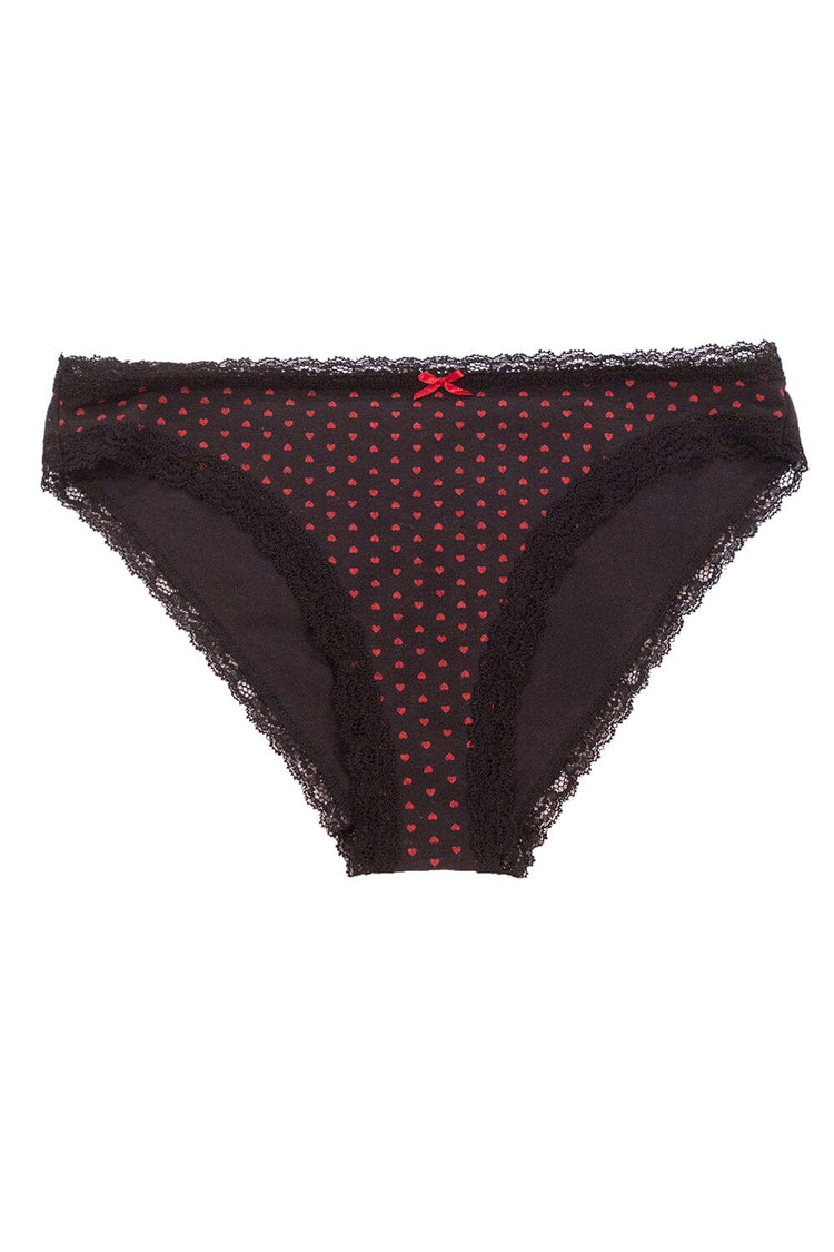 Heart Lace Underwear | Black Red Hearts / XS/S