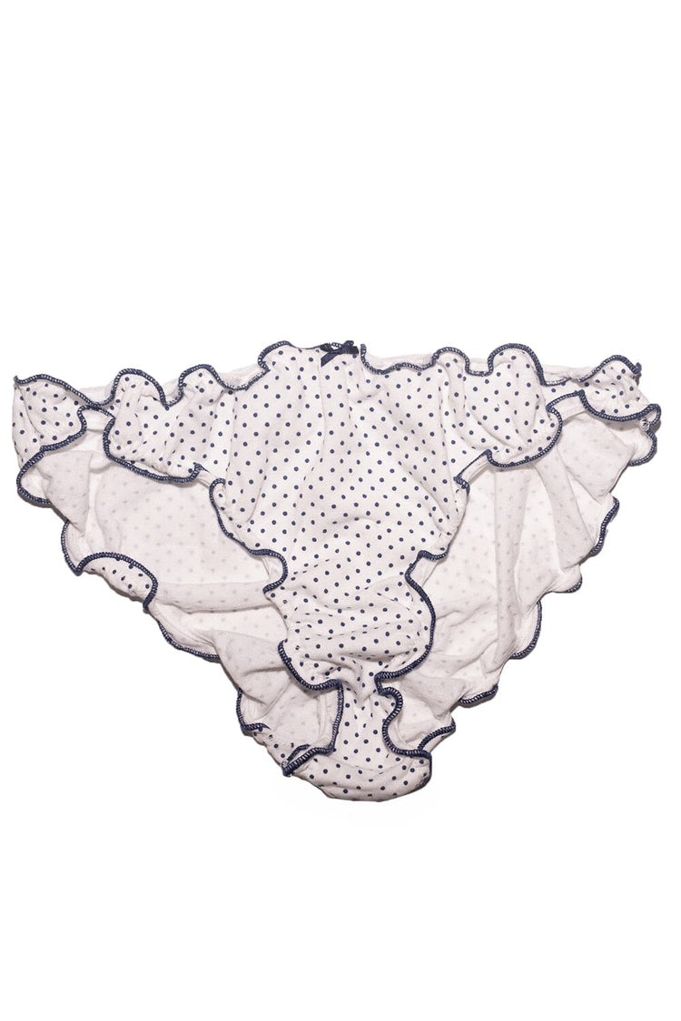 Polka Dots Scallop Bow Underwear | White Navy Polka Dots / XS/S