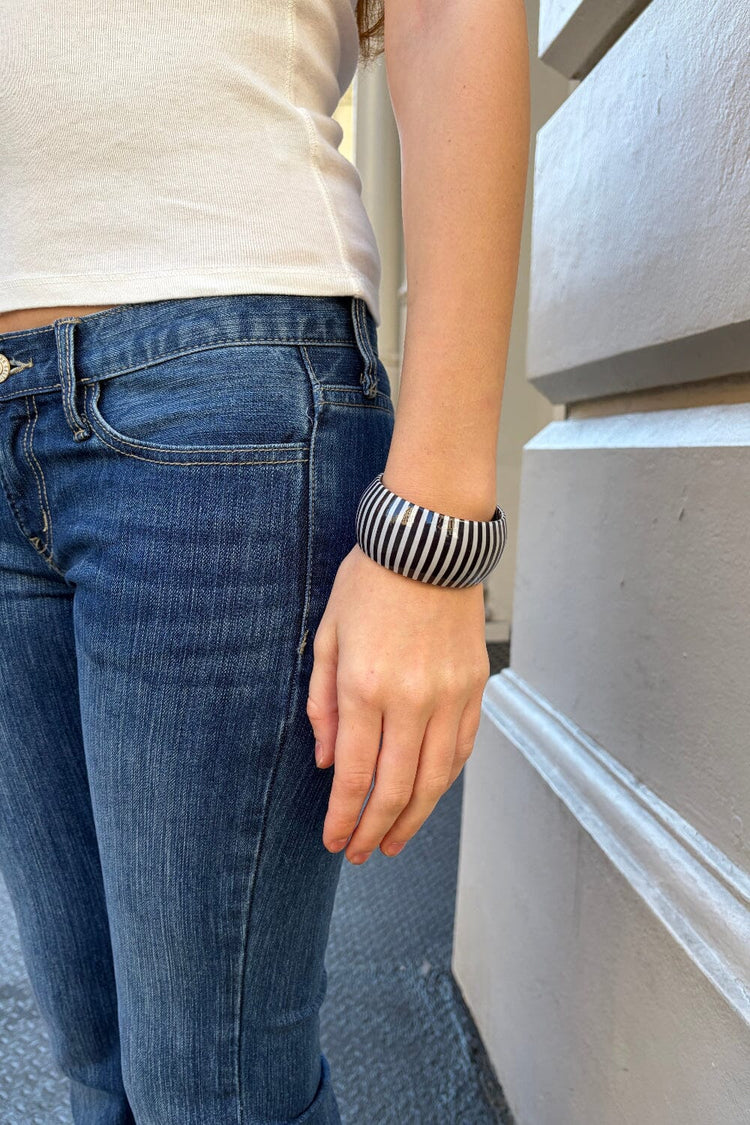 Striped Bangle Bracelet | White And Black Stripes