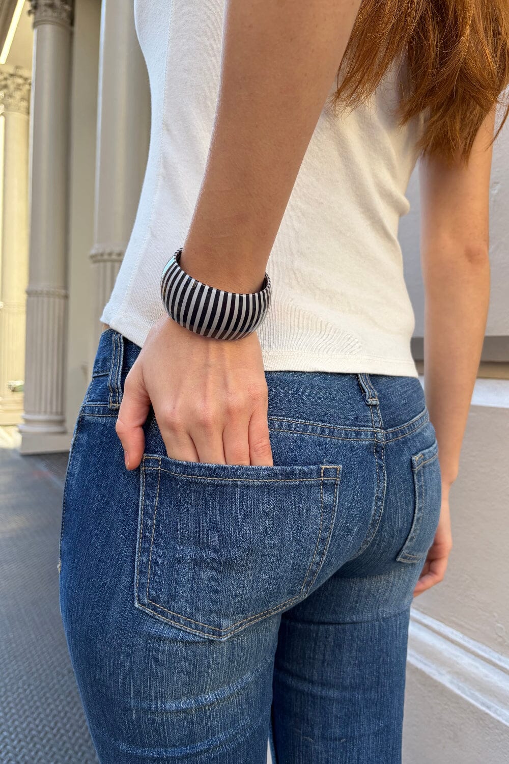 Striped Bangle Bracelet | White And Black Stripes