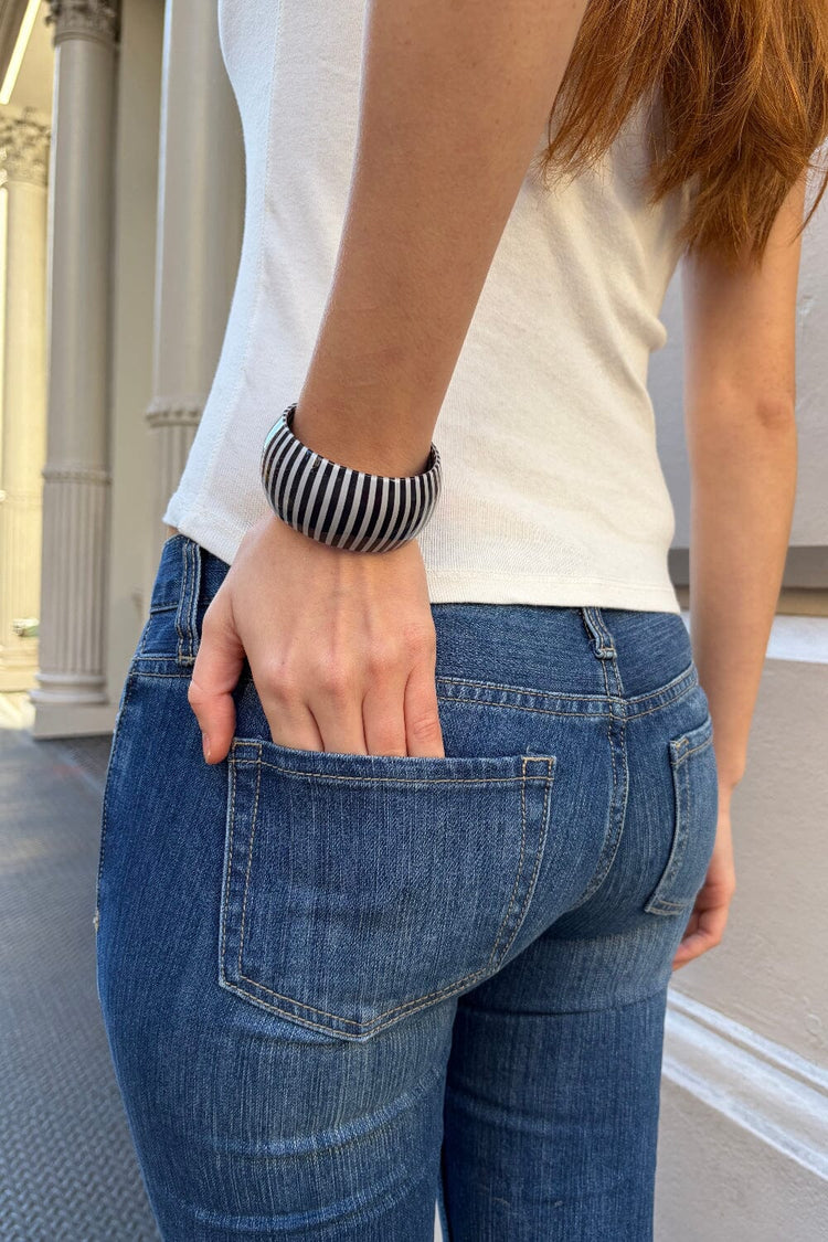 Striped Bangle Bracelet | White And Black Stripes