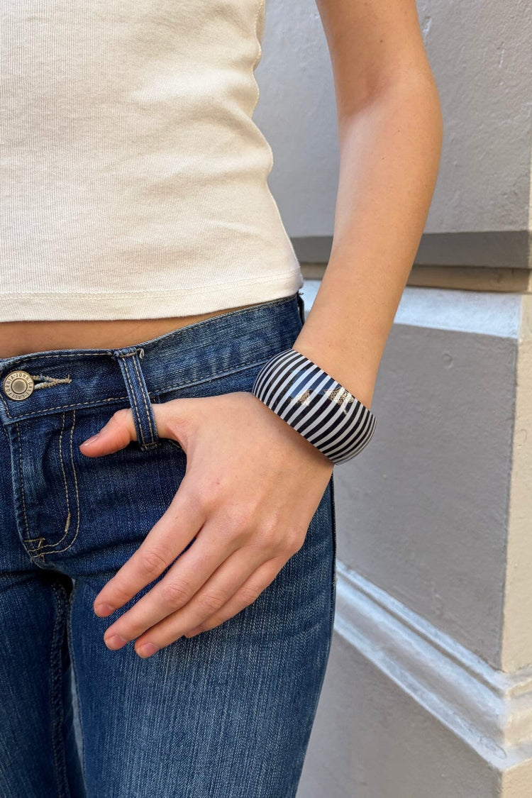 Striped Bangle Bracelet | White And Black Stripes