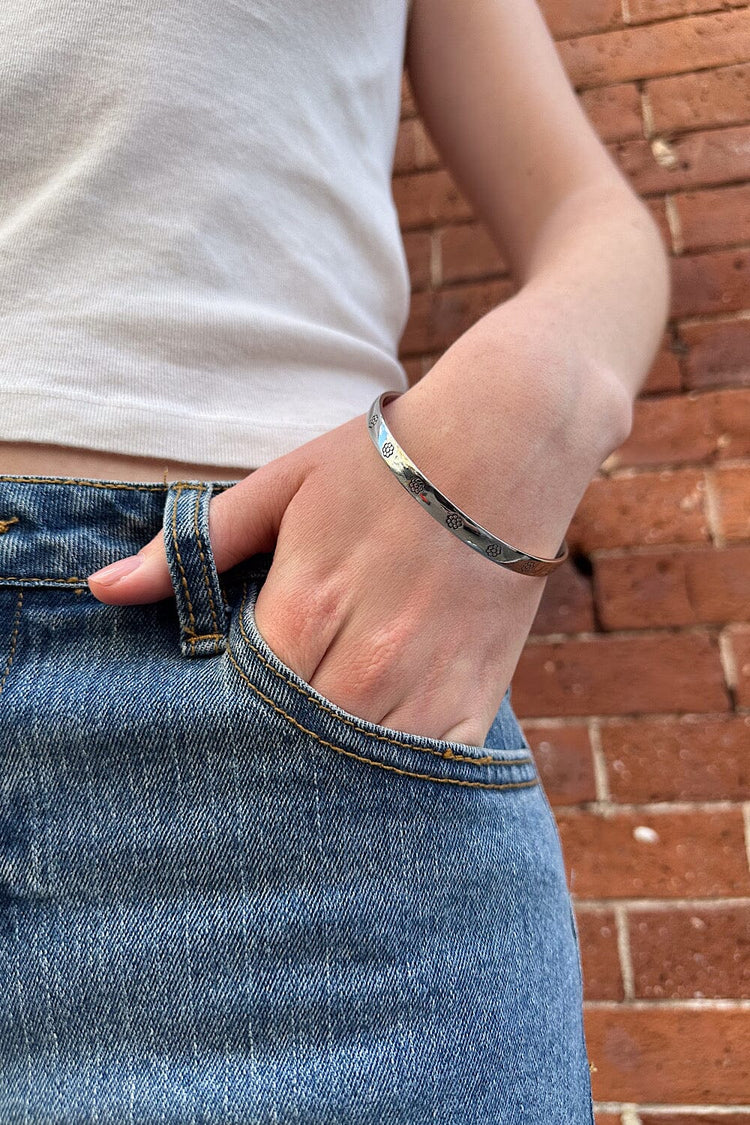 Floral Bangle Bracelet | Silver