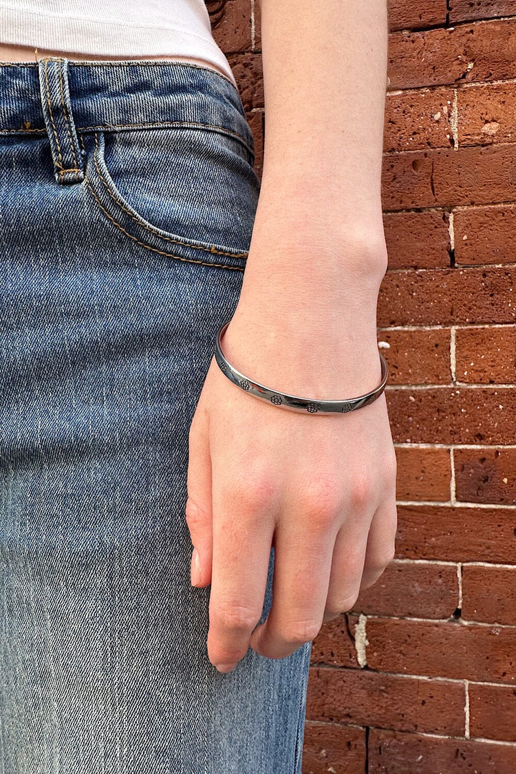 Floral Bangle Bracelet | Silver