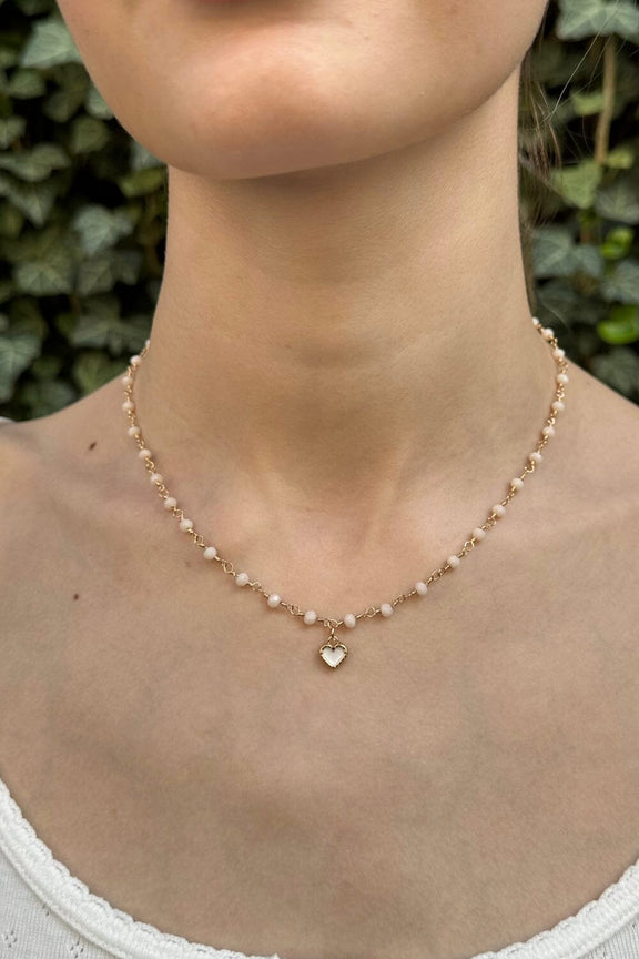 Pink Beaded Chain Necklace Brandy Melville UK