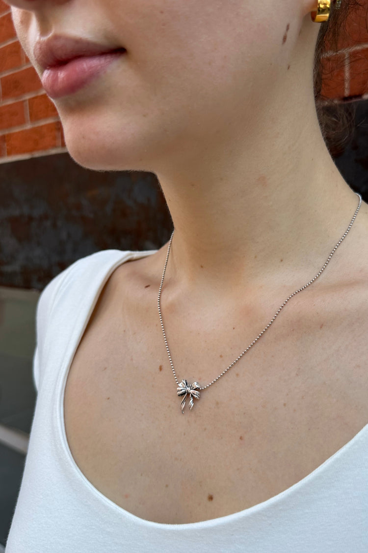 Bow Necklace | Silver