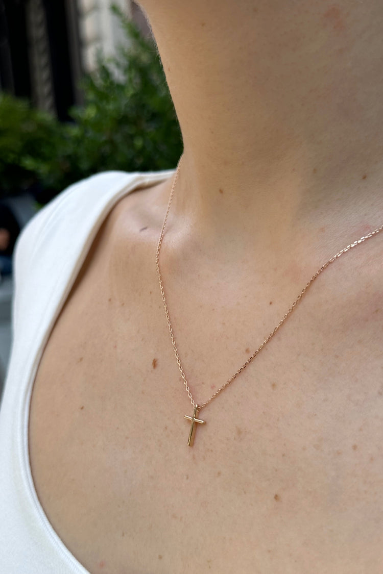 Mini Cross Necklace | Gold