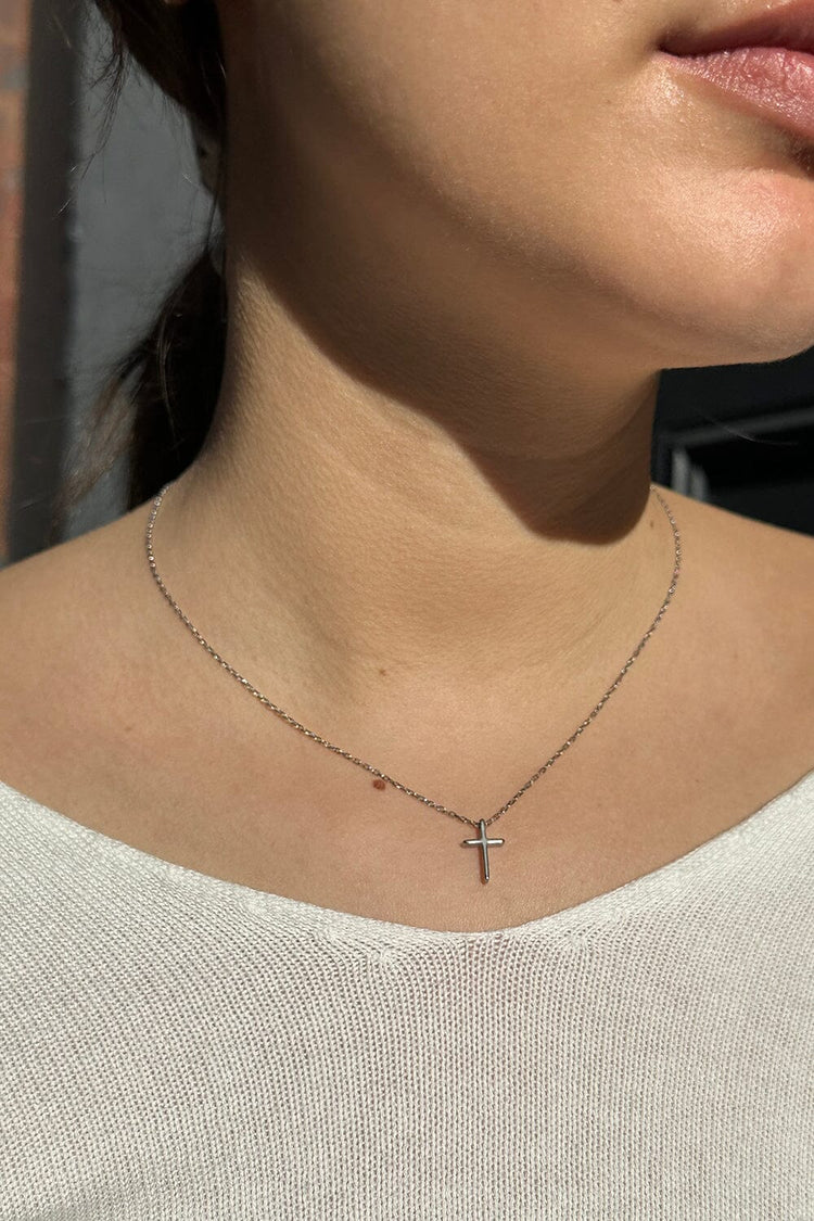 Stainless Steel Mini Cross Necklace | Silver