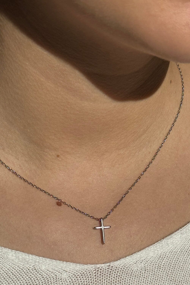 Stainless Steel Mini Cross Necklace | Silver