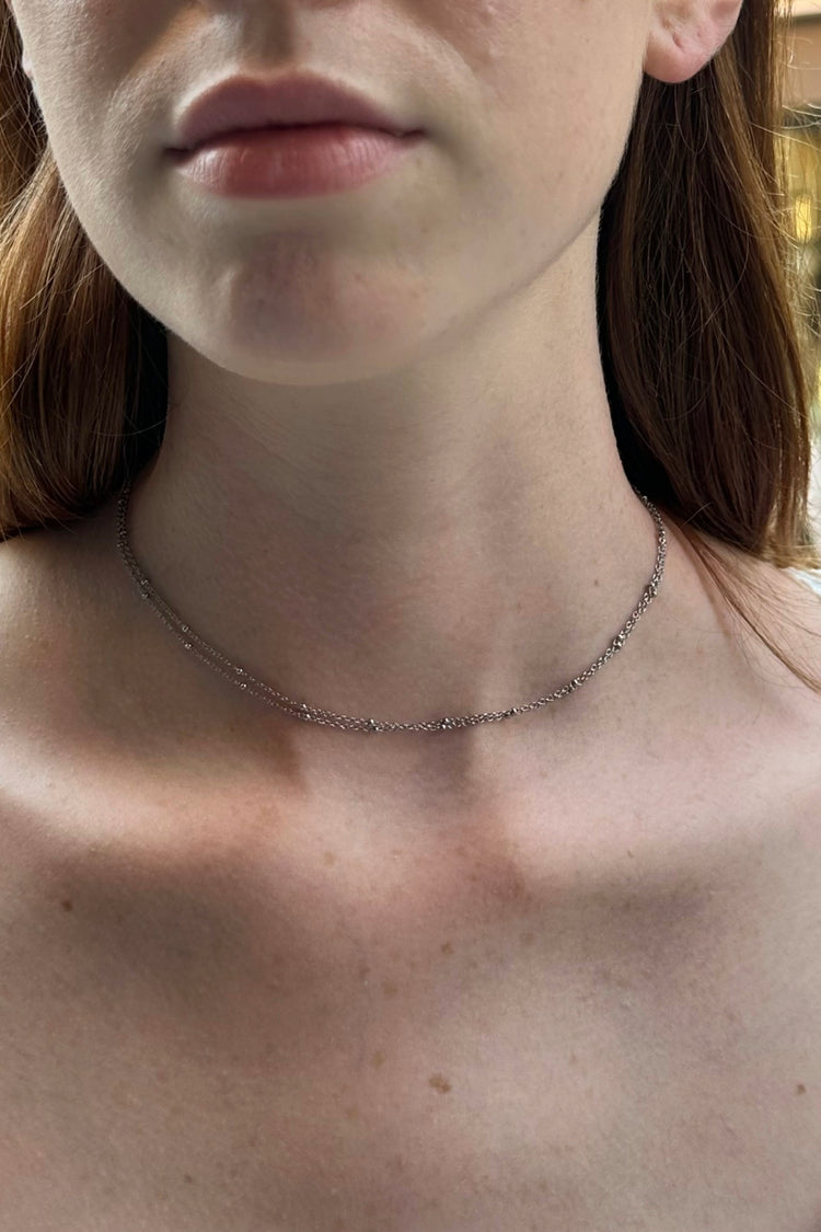 Stainless Steel Double Chain Necklace | Silver