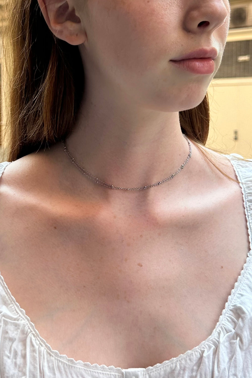 Stainless Steel Double Chain Necklace | Silver