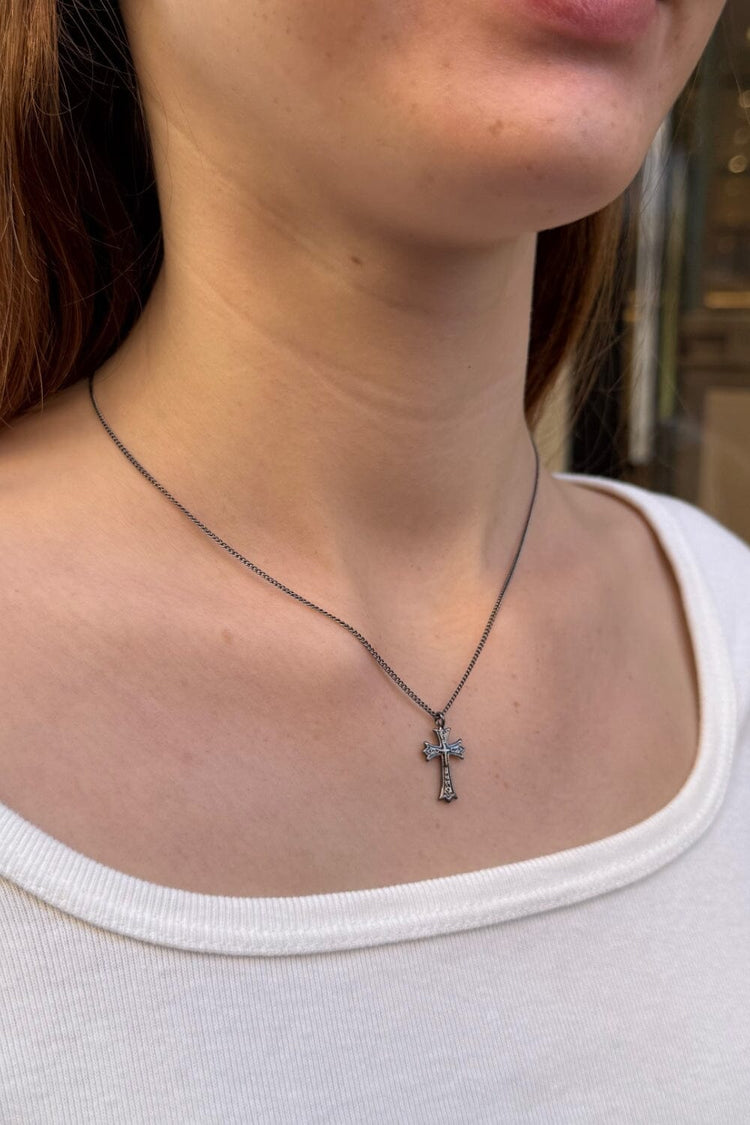 Cross Necklace | Gunmetal Grey