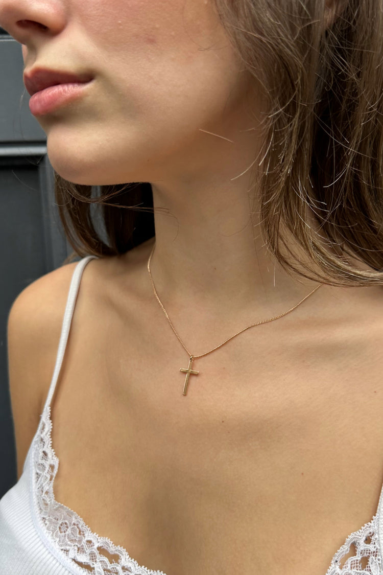 Dainty Cross Necklace | Gold