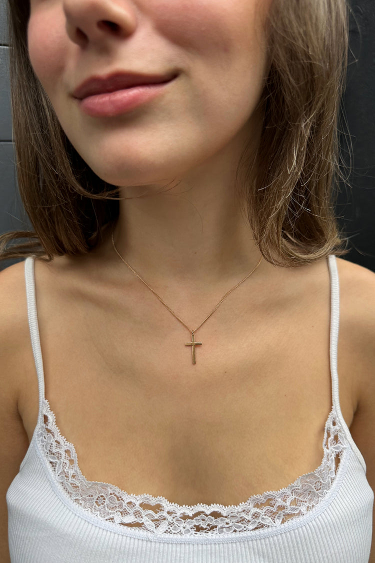 Dainty Cross Necklace | Gold