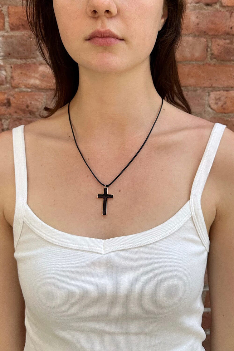 Cross Rope Necklace | Black