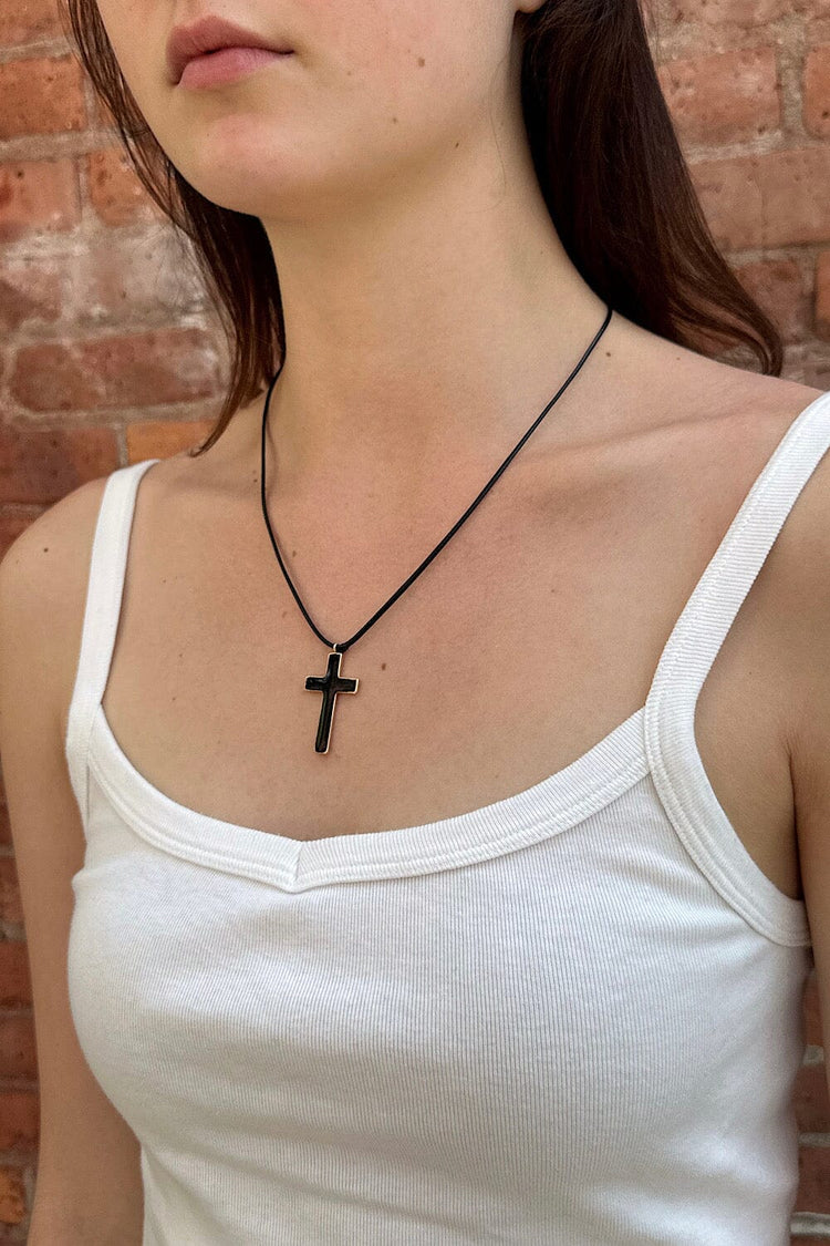 Cross Rope Necklace | Black