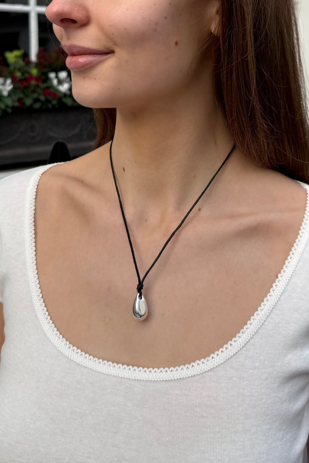 Drop Cord Necklace | Silver