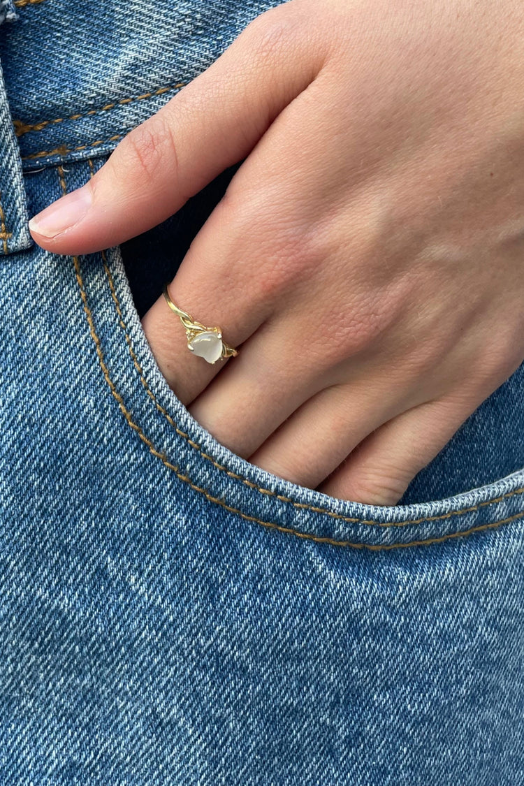 Stone Heart Ring | Gold