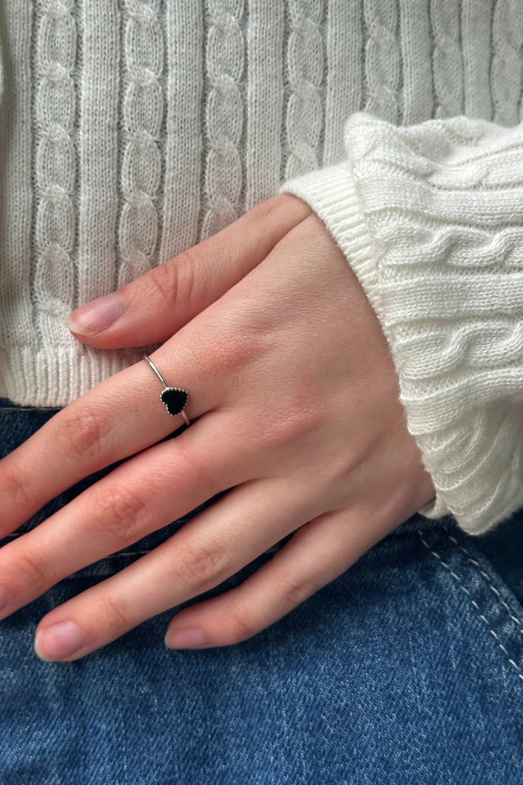 Enamel Heart Ring | Black