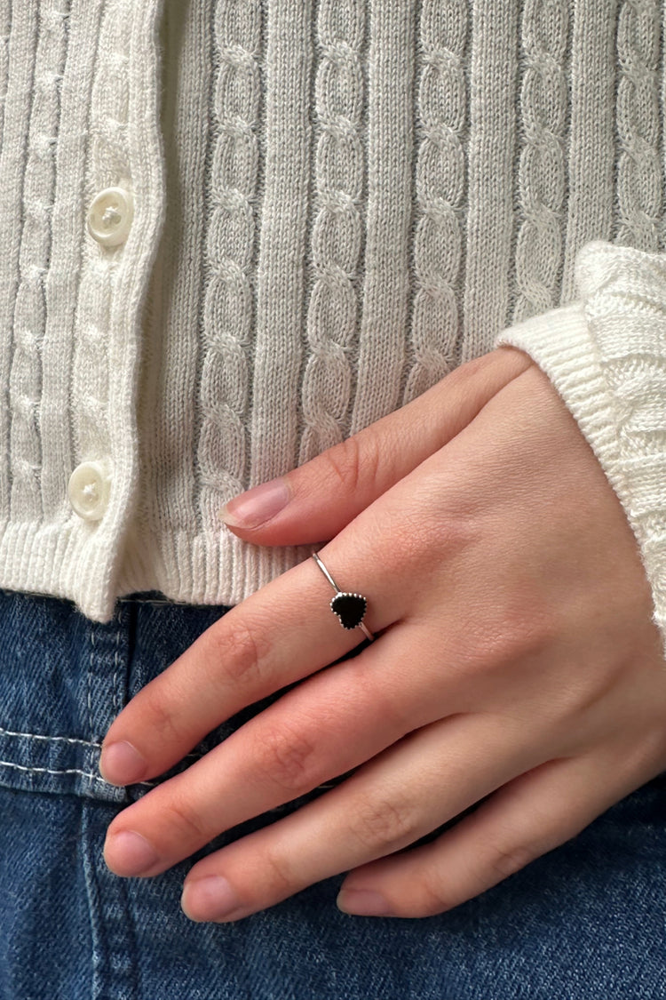 Enamel Heart Ring | Black