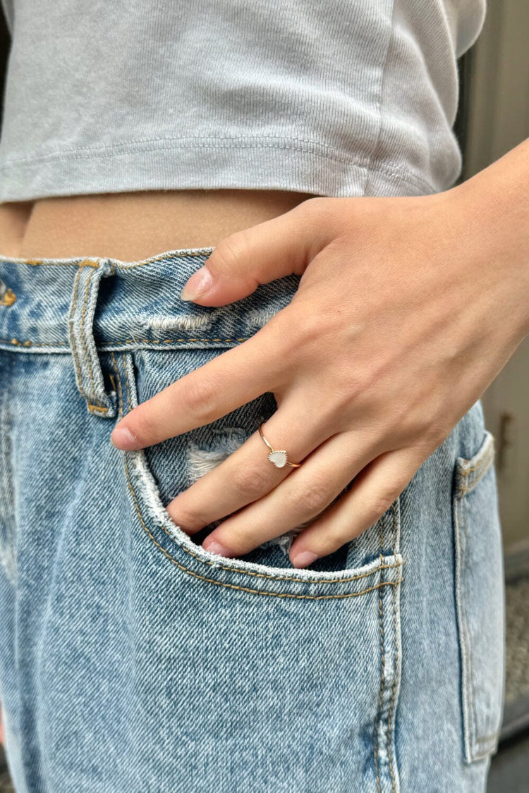 Enamel Heart Ring | White