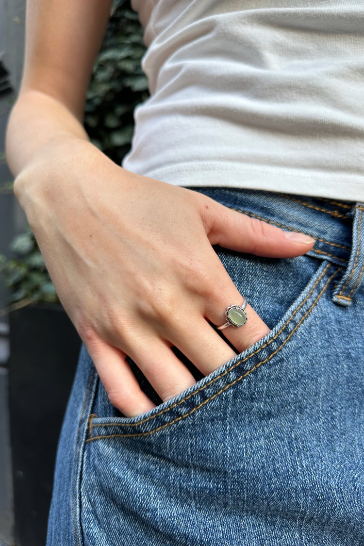 Vintage Stone Ring | Ice Sage Green