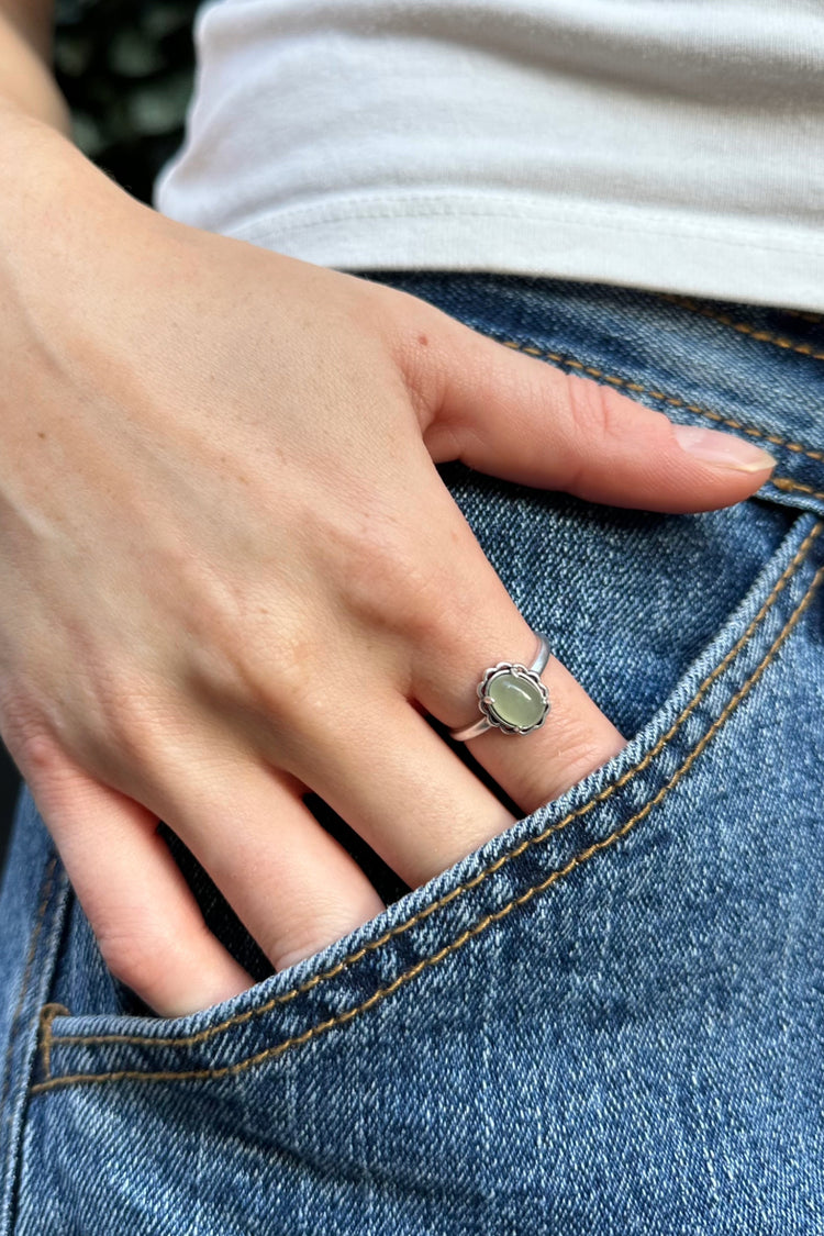 Vintage Stone Ring | Ice Sage Green