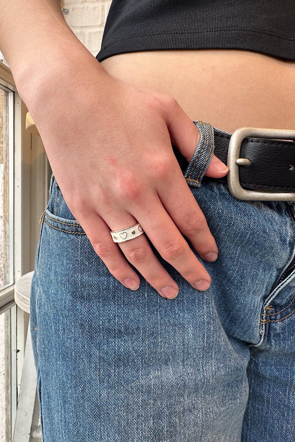 Hearts White Ring | Gold