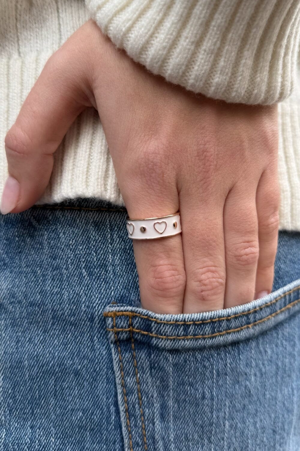 Hearts White Ring | Gold