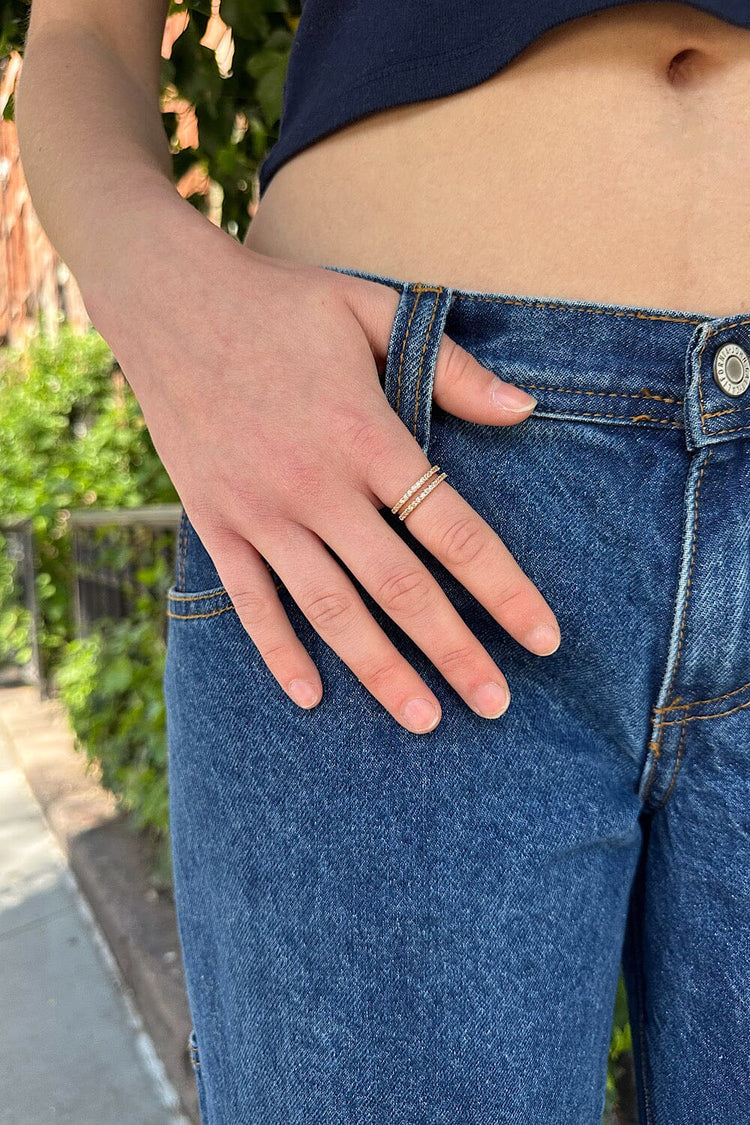 Rhinestone Band Ring | Gold