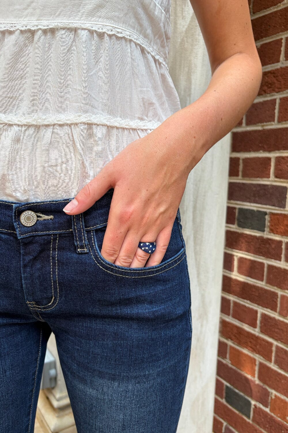 Polka Dots Ring | Navy Blue White Polka Dots