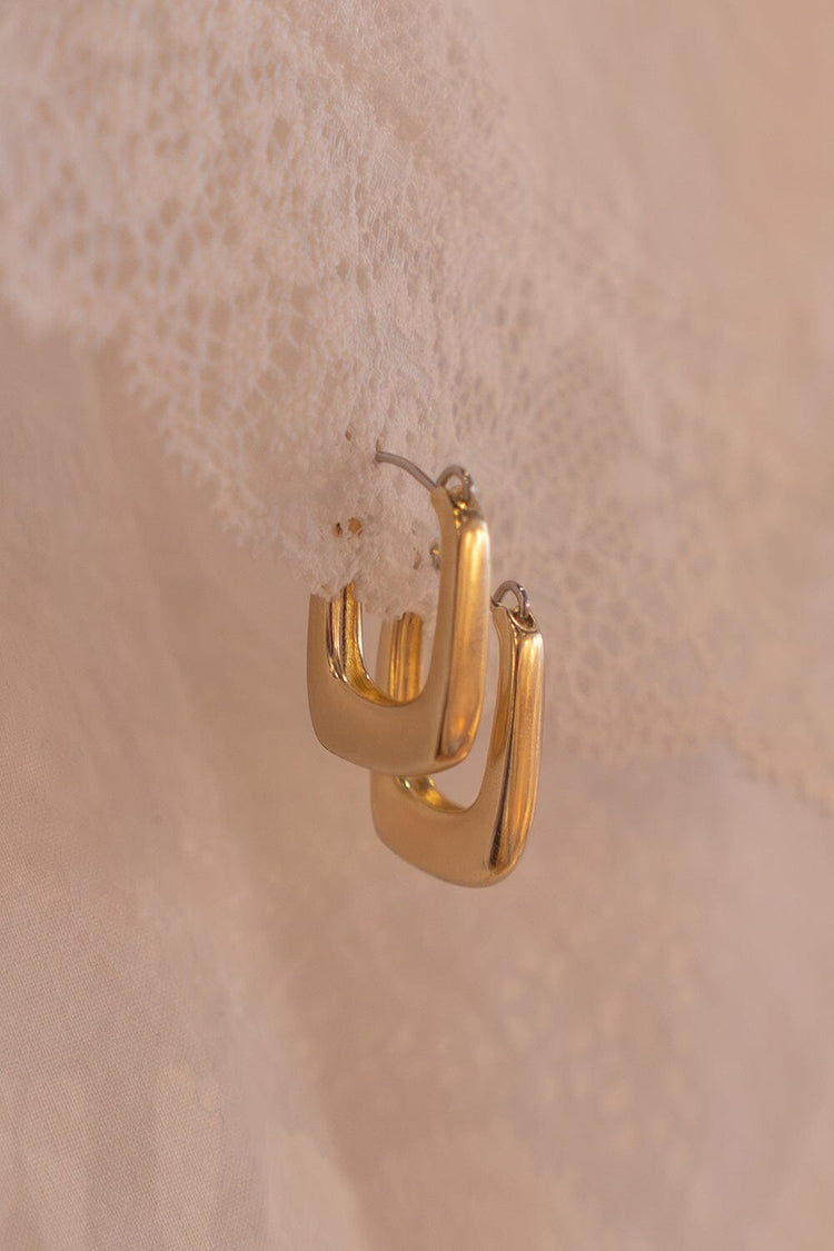 Rectangle Hoop Earrings | Gold