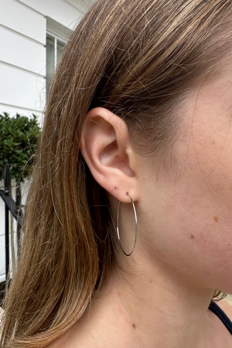 Thin Hoop Earrings | Silver