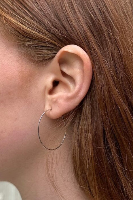Thin Hoop Earrings - Main Image