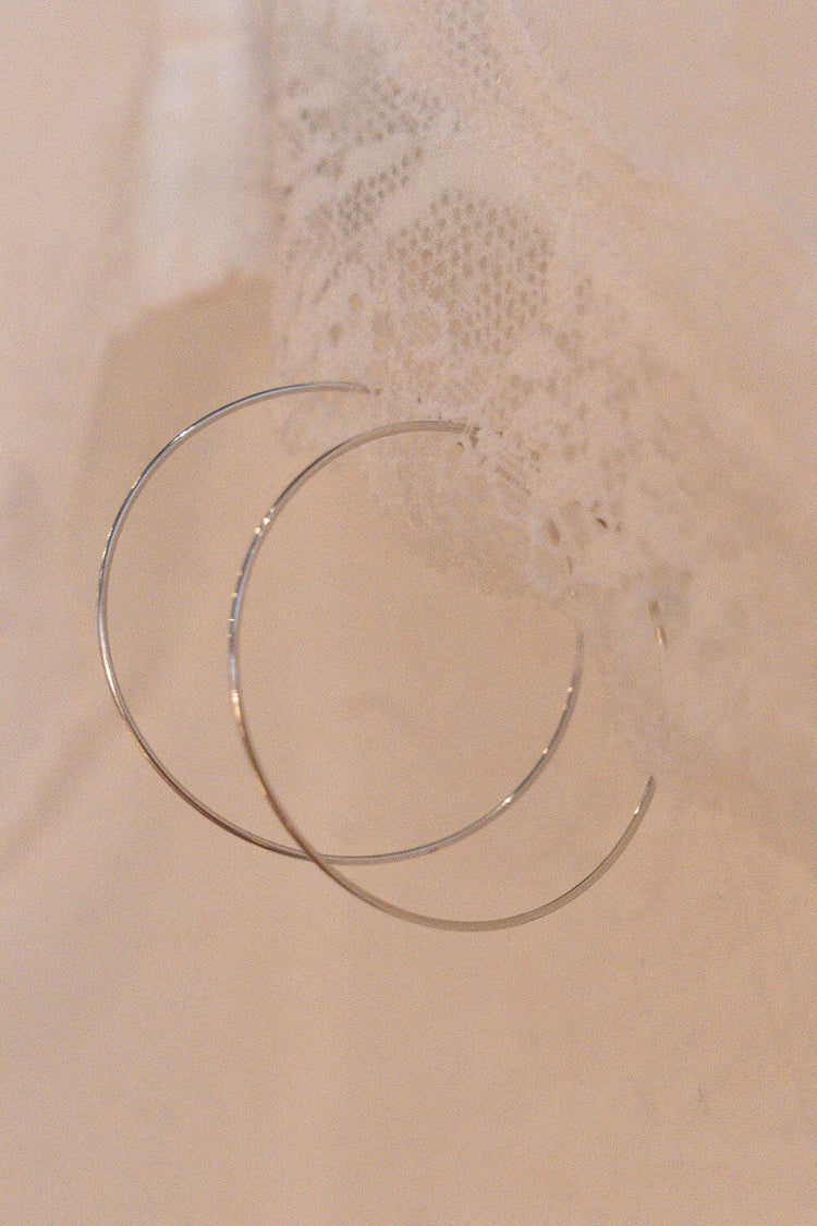 Thin Hoop Earrings | Silver