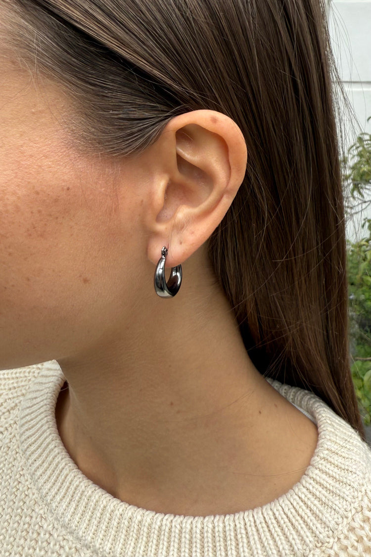 Thick Hoop Earrings | Gunmetal Grey
