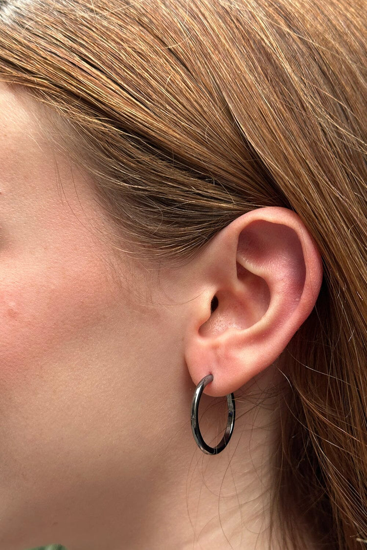 Mini Thick Hoop Earrings | Gunmetal Grey