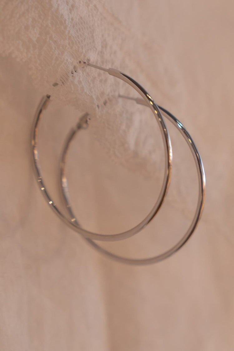 Stainless Steel Hoop Earrings | Silver
