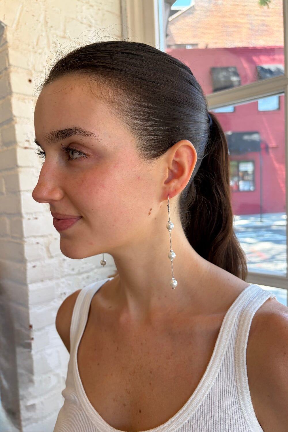 Pearl Drop Earrings | Silver