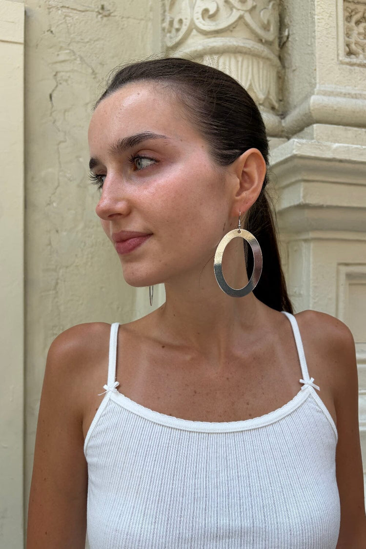Oval Drop Earrings | Silver